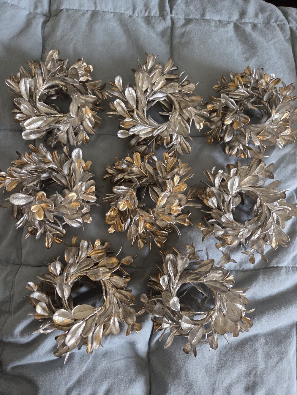 Pier 1 Imports Platinum Faux Boxwood Leaves Napkin Ring - Set of 8